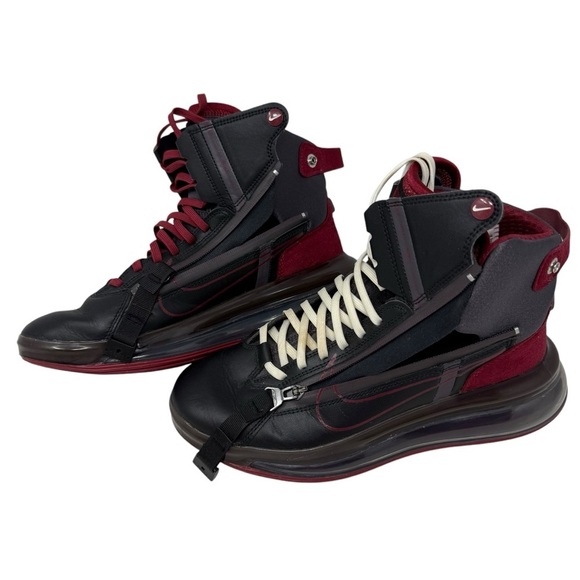 Nike Air Max 720 Saturn Black Team Red Thunder Gray Leather Sneakers Size 7.5 - Picture 15 of 16